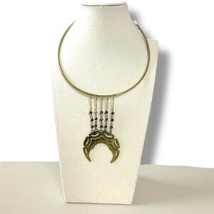 Free People Ariana Ost Bohemian Witchy Crescent Moon Choker Necklace Celestial
